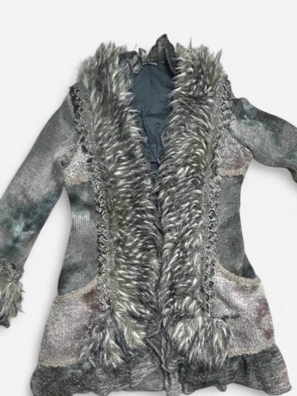 Cozy Faux-Fur Trim Gray Teddy Jacket